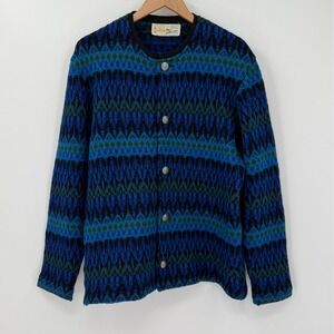 Vintage Iceland Scandinavian Lambswool Cardigan Nordic Blue Sweden Mens Medium